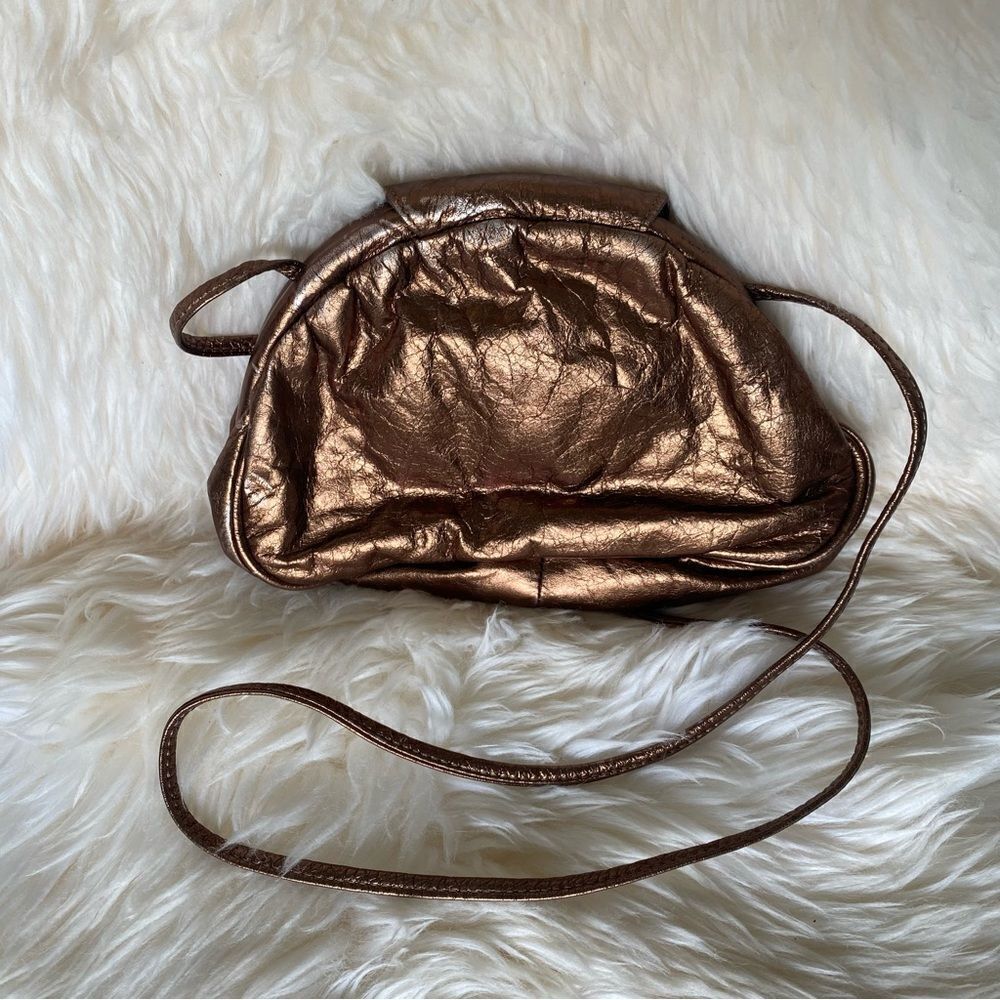 Bronze Metallic Leather Crossbody Evening Bag Bags by Pinky - Picture 7 of 7